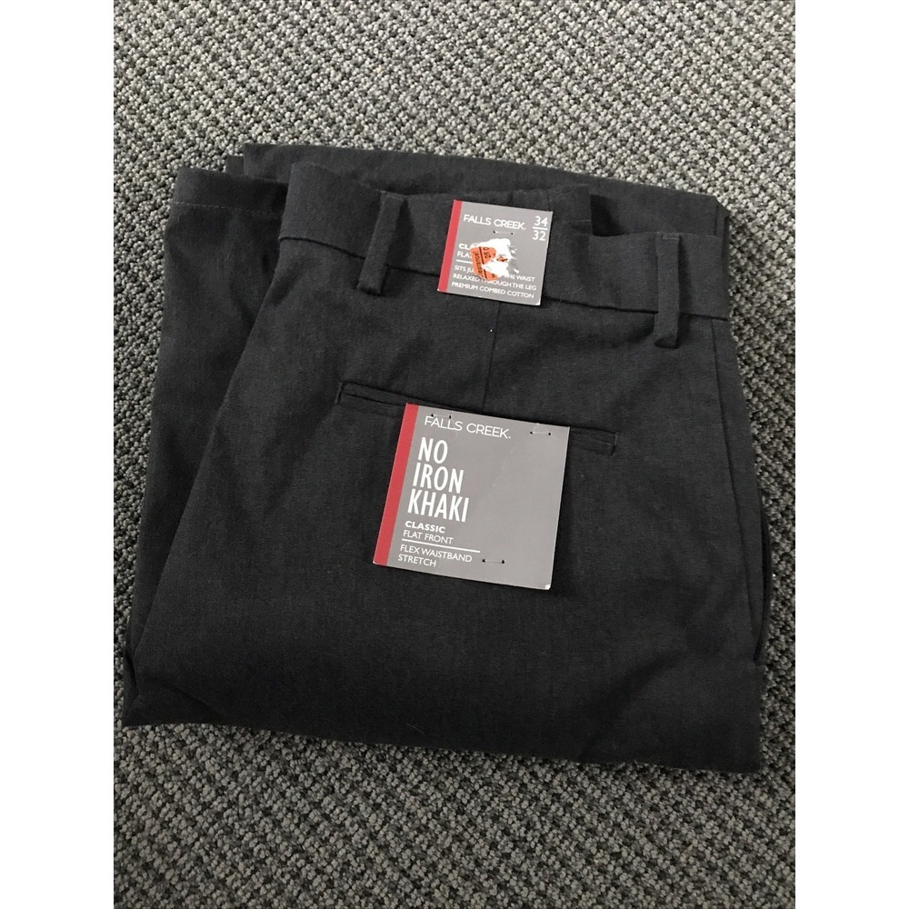 Falls Creek NWT Mens No Iron Khaki‎ Gray 34/32